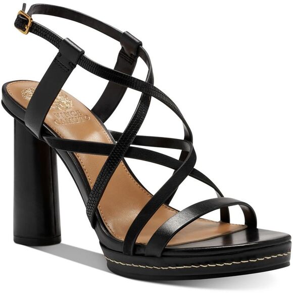 VINCE CAMUTO Womens Black Cut-Out Back Cushioned Square Toe Stiletto Zip-Up Dress Pumps Shoes M